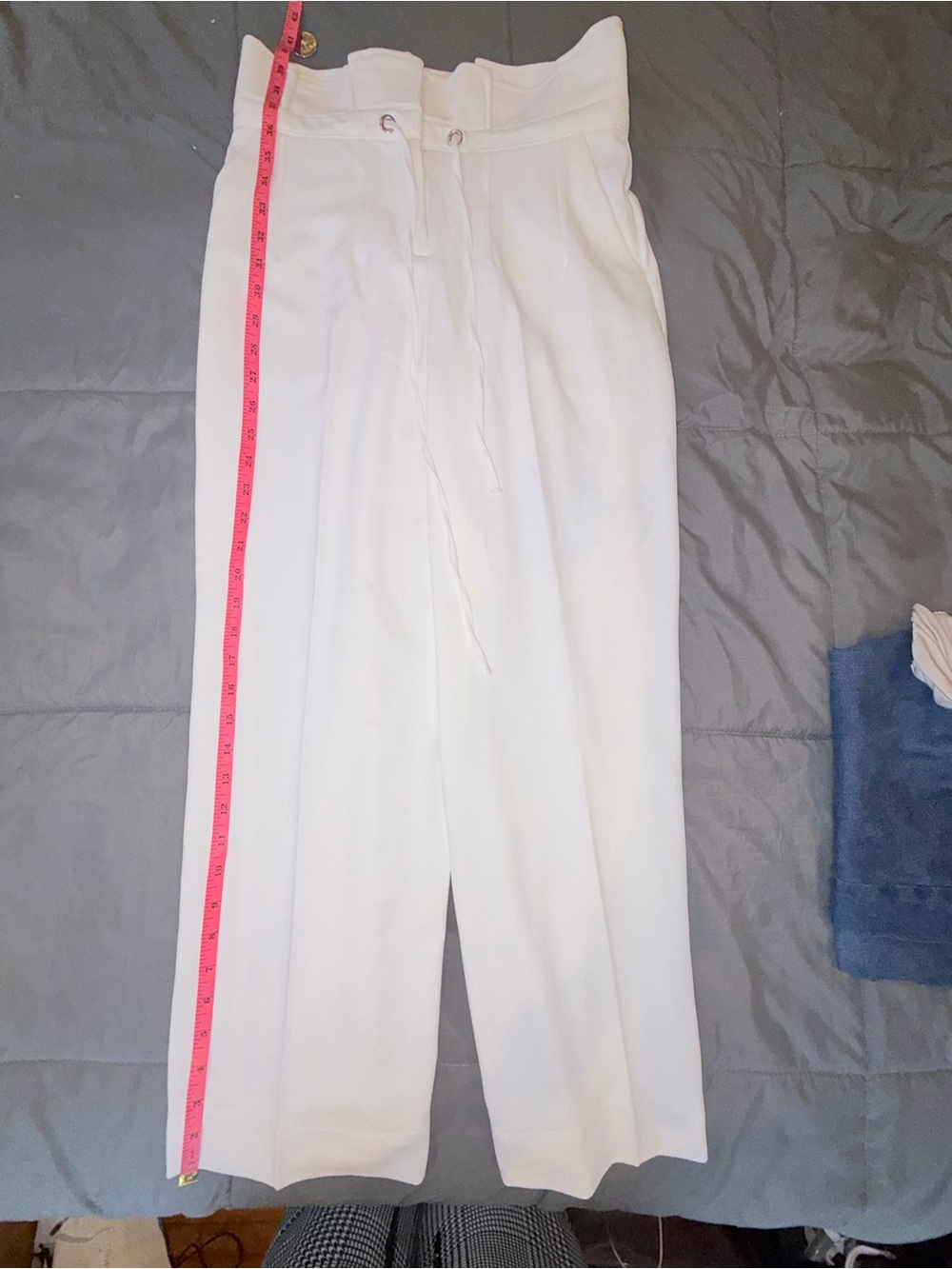 NWT 7th Avenue Design Studio NY & Company White Paperbag Wide Leg Pants Size 0 - Picture 3 of 8